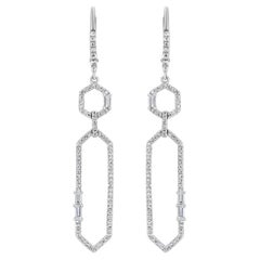 Orecchini a goccia geometrici con diamante naturale da 0,63 ctb in oro bianco 18 carati Luxle