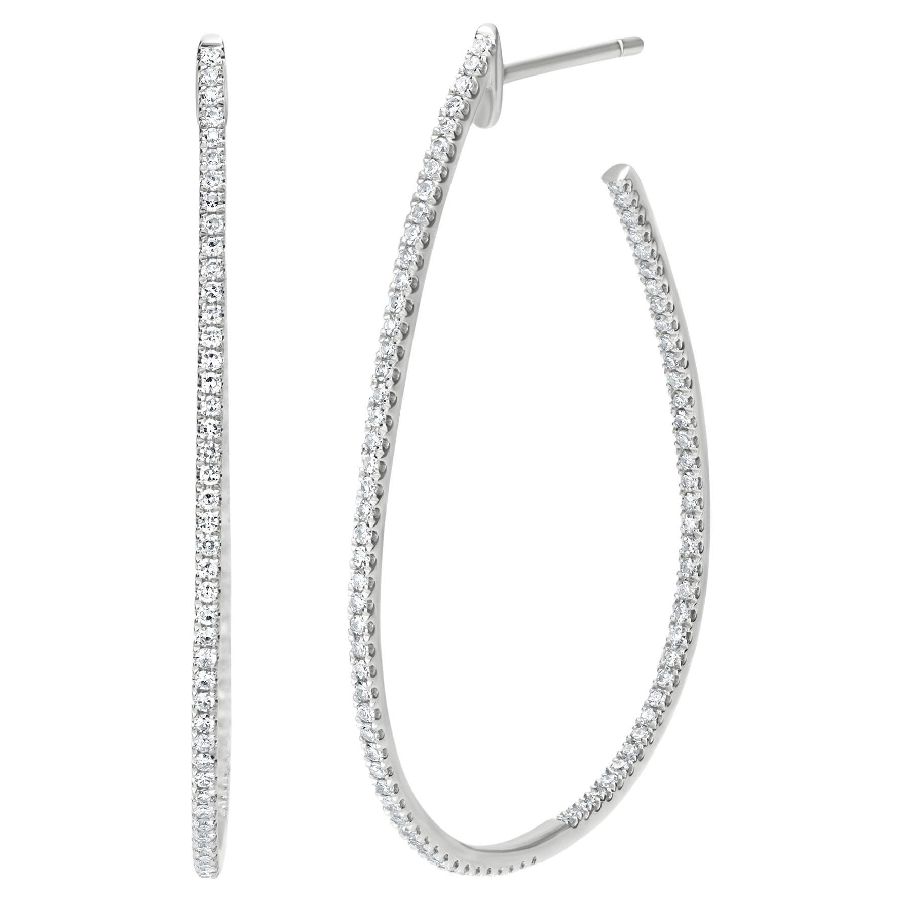 Luxle 0.56 Cttw. Natural Diamond Hoop Earrings in 18K White Gold