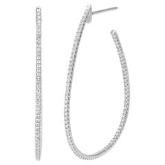 Luxle 0.56 Cttw. Orecchini a cerchio con diamanti naturali in oro bianco 18 carati