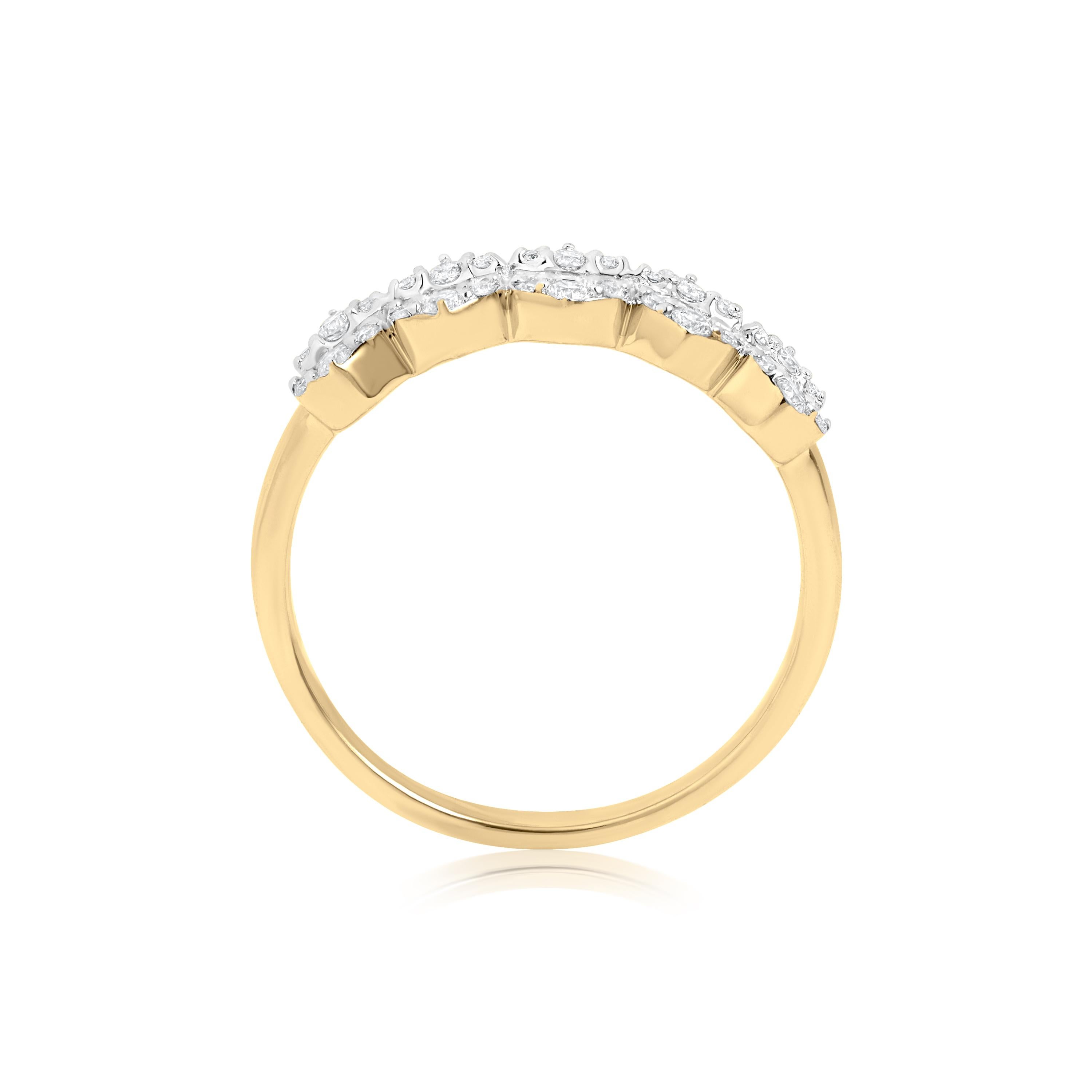 Baguette Cut 14K Yellow Gold 0.60 Cttw Natural Diamond Ring Size 7 For Sale