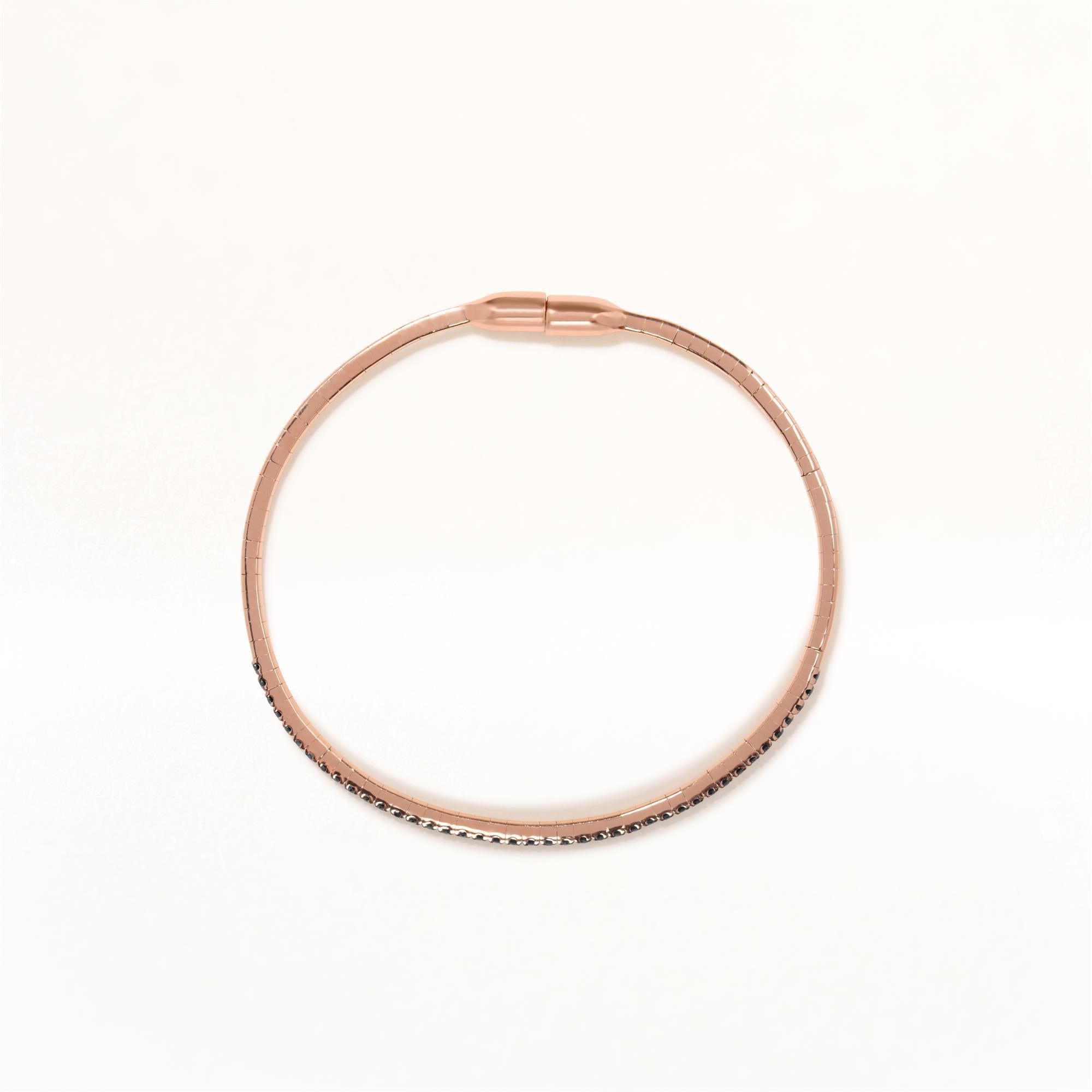 Contemporary Luxle 0.57 Cttw. Black Diamond Bangle in 18k Rose Gold For Sale