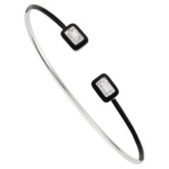 Luxle 0.20 Cttw. Brazalete de diamante natural/esmalte negro Oro blanco 18k