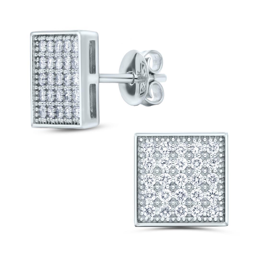 Taglio rotondo Orecchini Luxle con diamanti naturali da 0,60 cttw in oro bianco 18 ct. in vendita