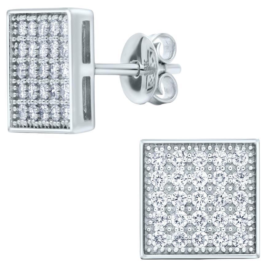 Luxle 0.60 Cttw Natural Diamond Stud Earrings in 18k White Gold