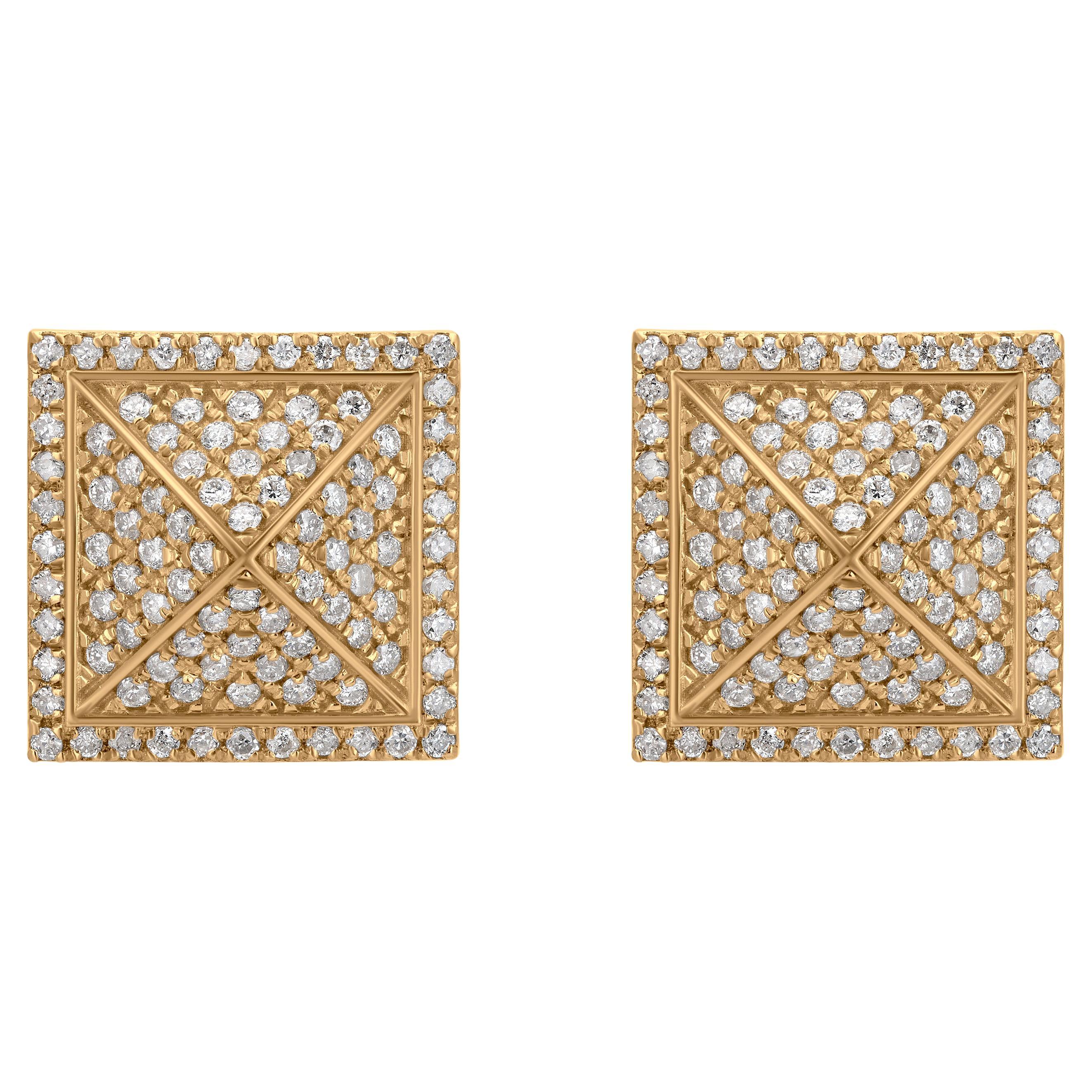 Luxle 2/3 Cttw  Mosaik-Ohrstecker mit Naturdiamanten aus 18k Gelbgold