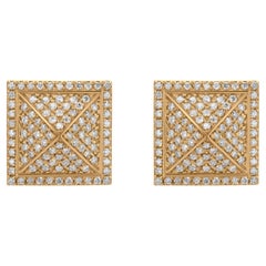 Luxle 2/3 Cttw  Pendientes Mosaico de Diamantes Naturales en Oro Amarillo de 18k
