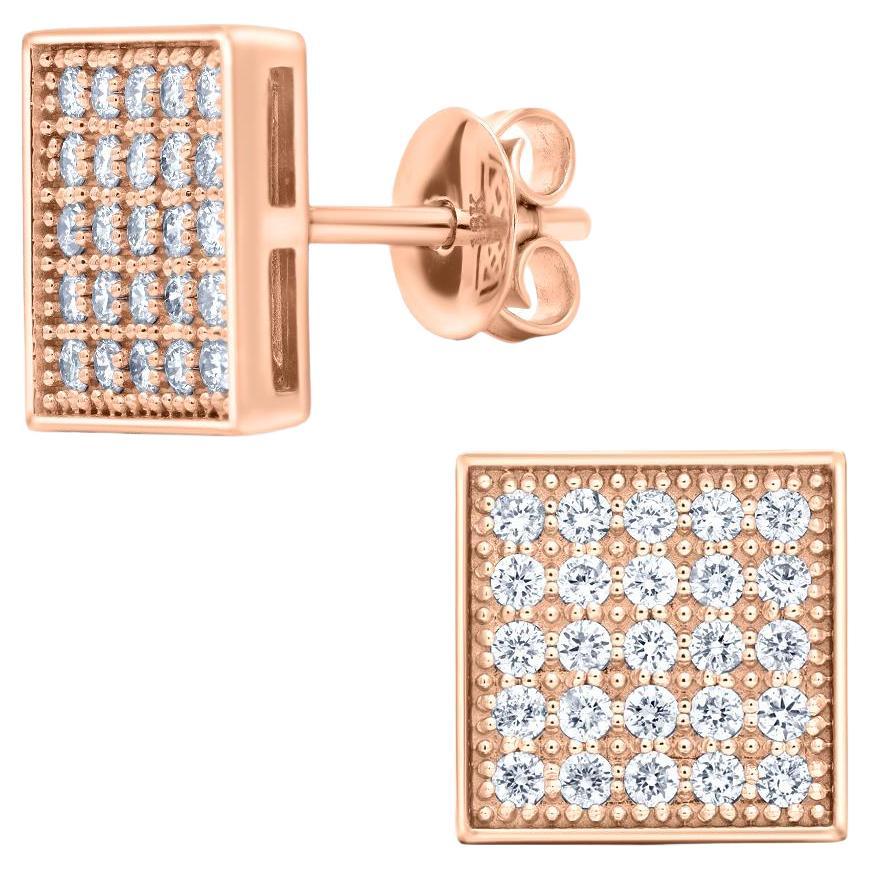 18k Yellow Gold Pavé Diamond Heart Shaped Stud Earrings For Sale At - Foto 4