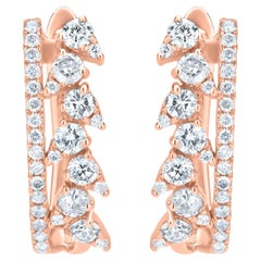 Orecchini a corona con diamanti naturali Luxle 2/3 Cttw in oro rosa 18 carati
