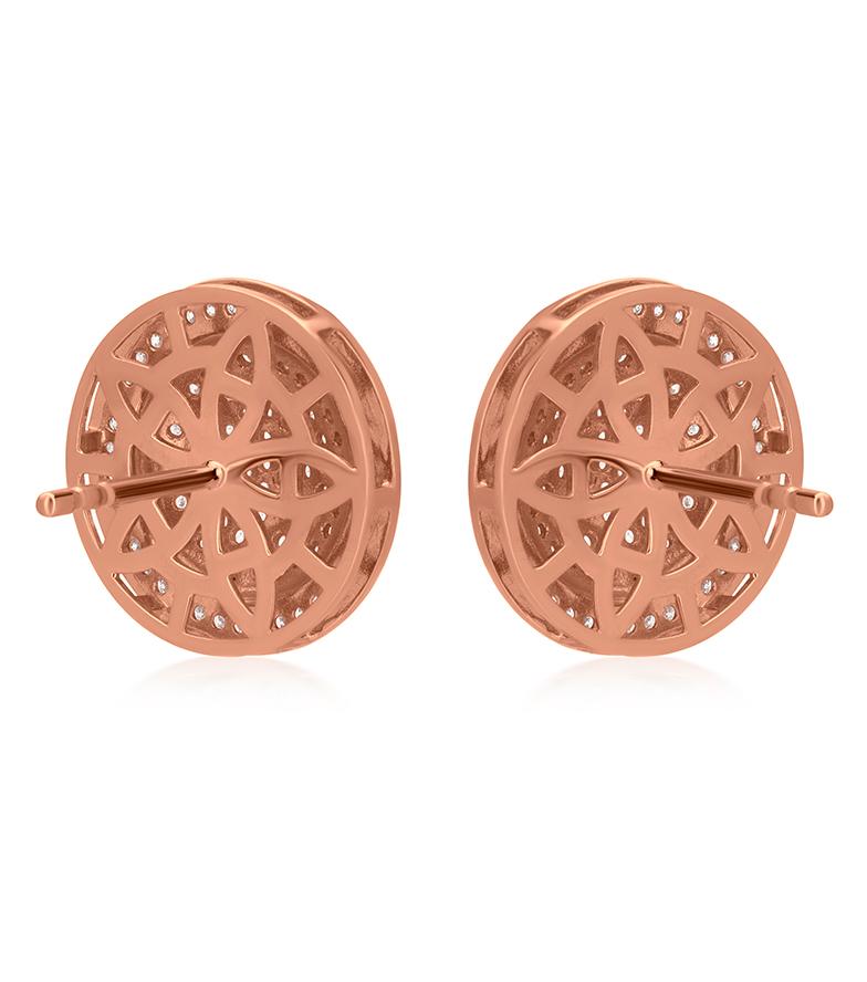 Contemporary Luxle 0.61 Cttw. Diamond Circle Mosaic Stud Earrings in 18k Rose Gold