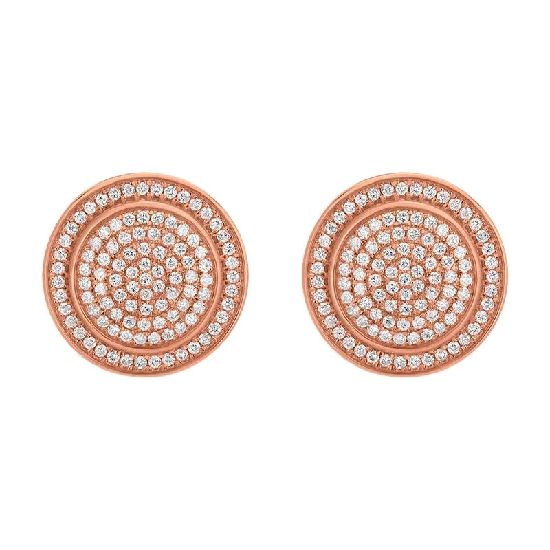 Luxle 0.61 Cttw. Diamond Circle Mosaic Stud Earrings in 18k Rose Gold