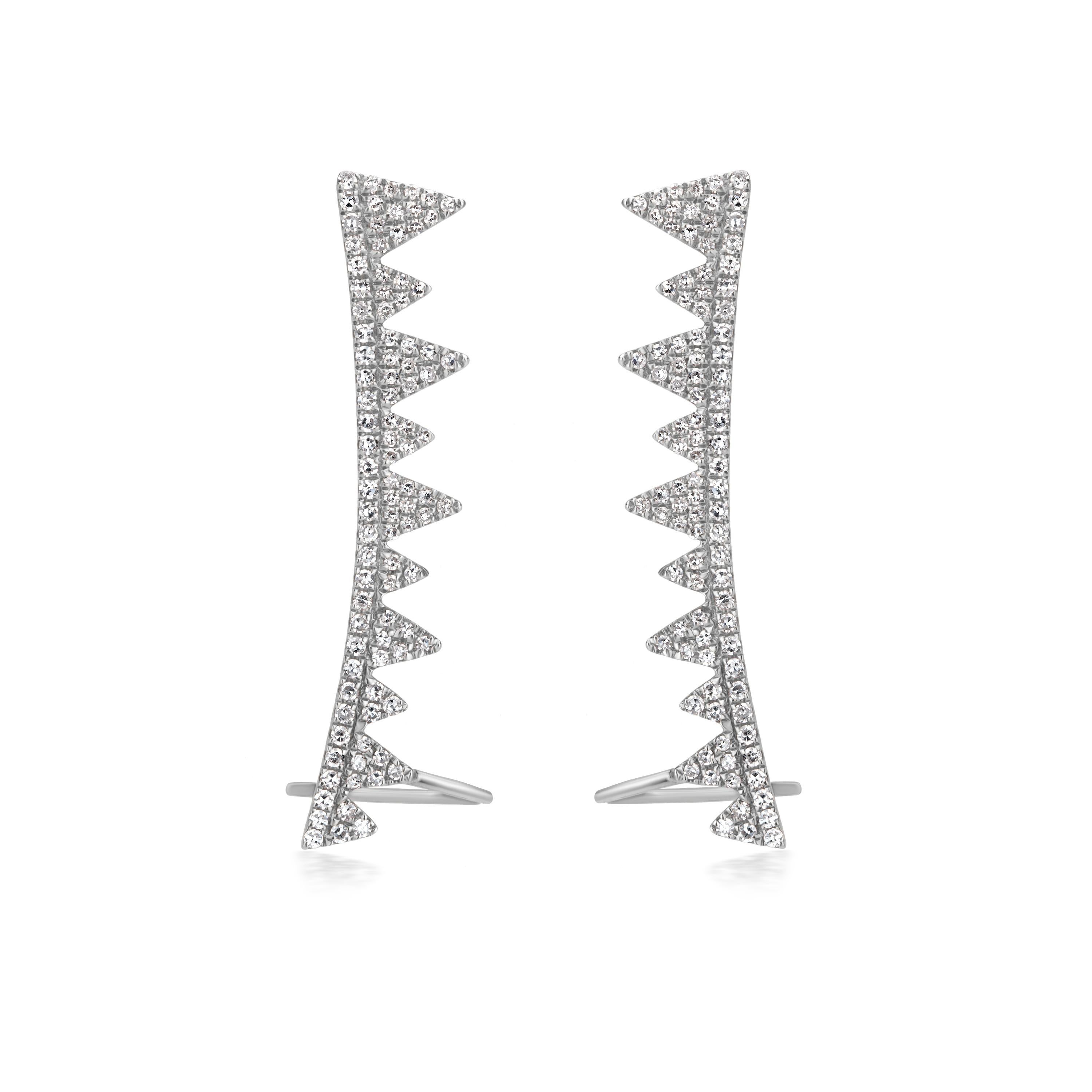 Round Cut Luxle 2/3 Cttw Diamond Spike Ear Climbers in 18K Gold