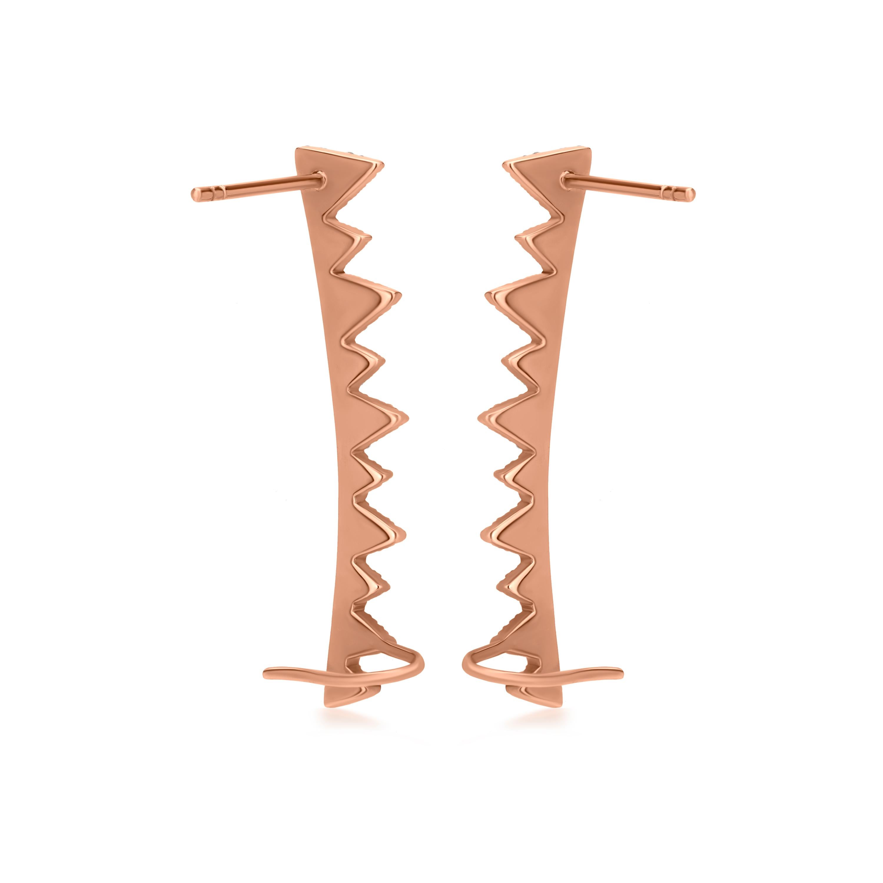 Contemporary Luxle 2/3 Cttw Natural Diamond Spike Ear Climbers in 18K Rose Gold