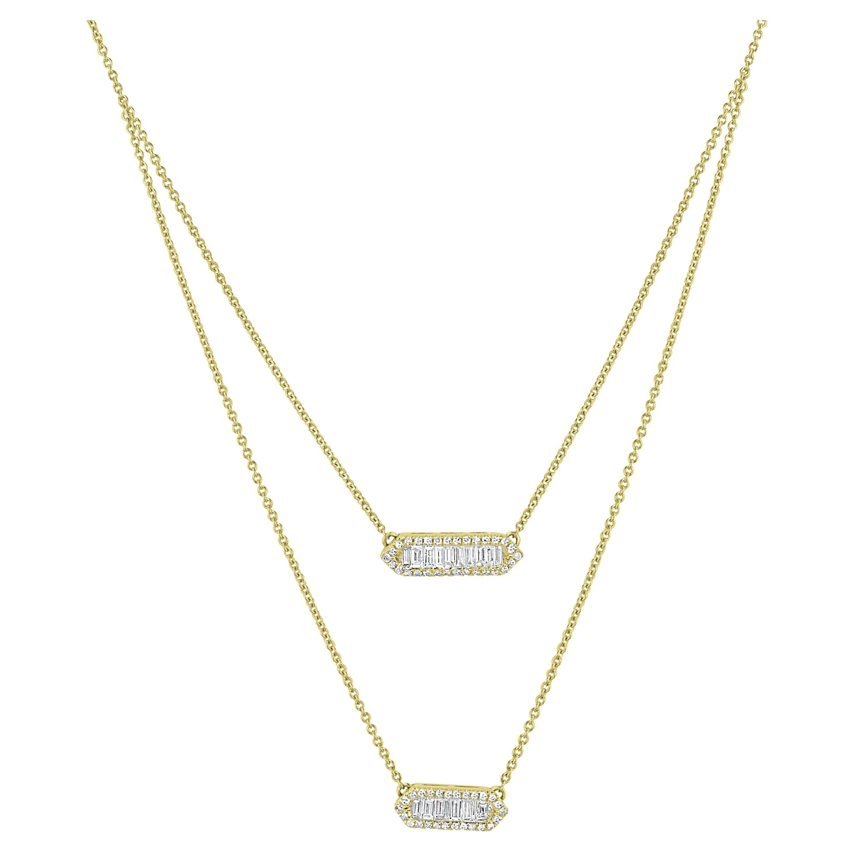 Luxle 0.62 Cttw. Diamond Double Strand Necklace in 14k Yellow Gold For Sale