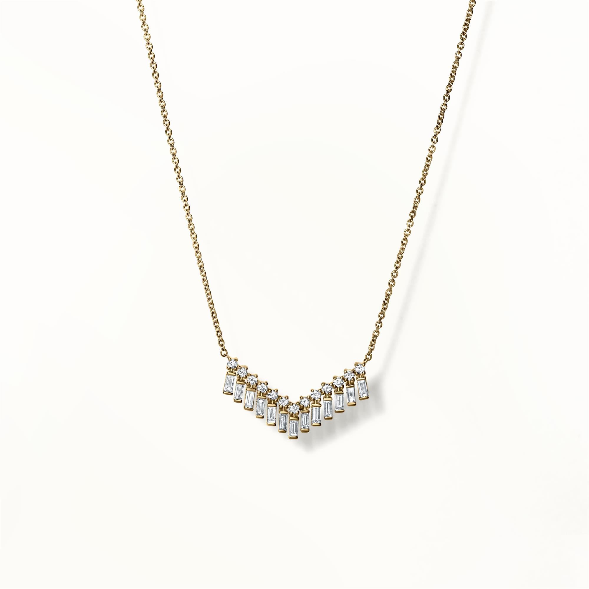 Luxle, collier à chevrons en or jaune 14 carats avec diamants naturels de 0,65 carat Neuf - En vente à New York, NY