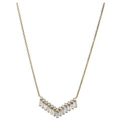 Luxle 0,65 Karat Gesamtkaratgewicht natürlicher Diamant Chevron Halskette in 14K Gelbgold