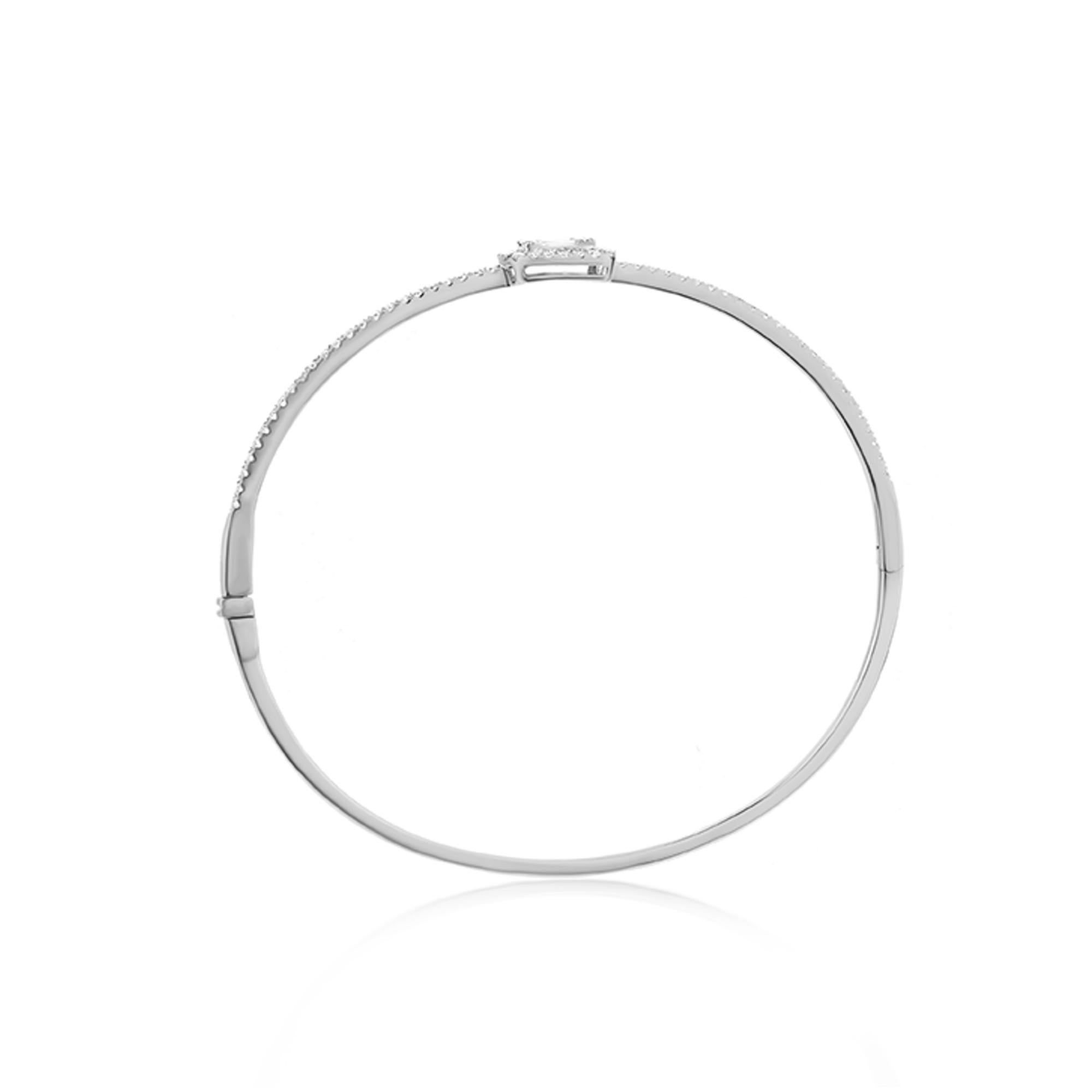 Contemporary Luxle 0.66cttw. Diamond Bangle Bracelet in 18k White Gold For Sale