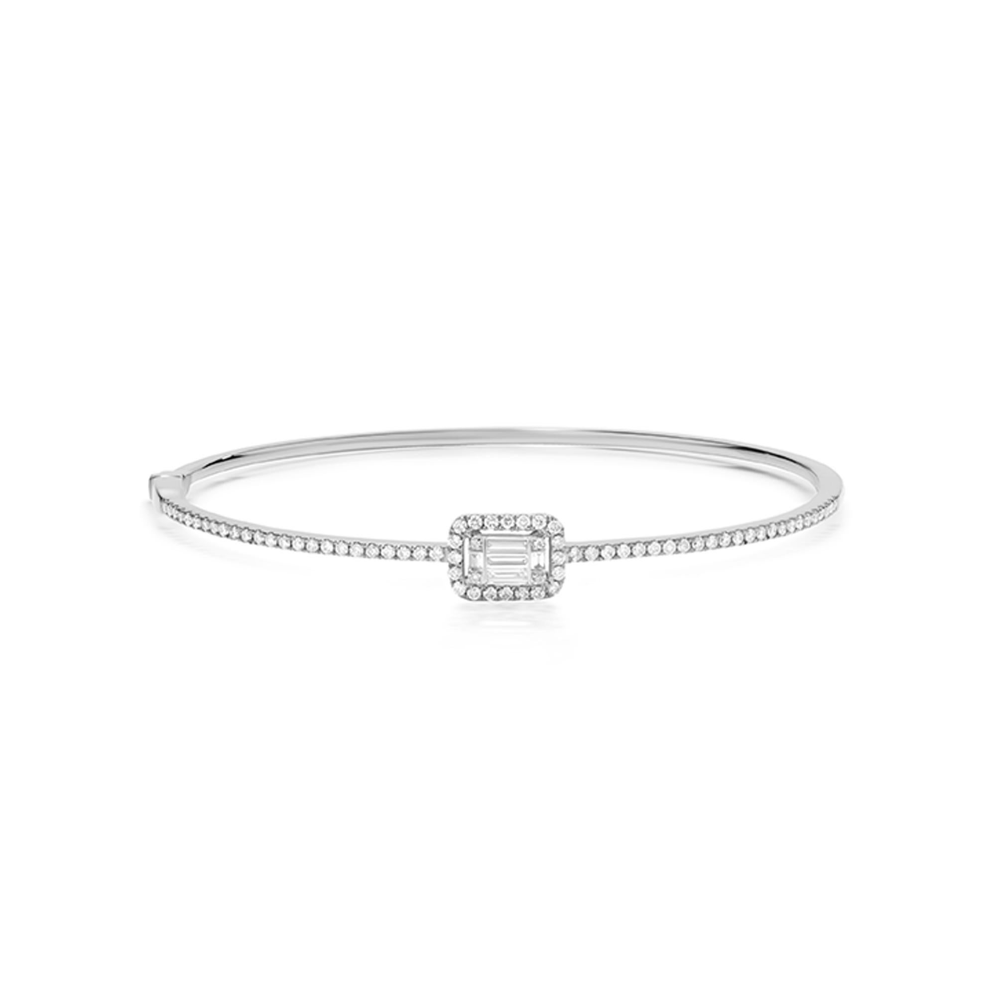 Round Cut Luxle 0.66cttw. Diamond Bangle Bracelet in 18k White Gold For Sale