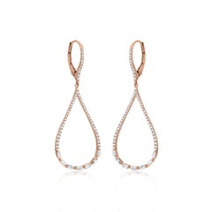 Luxle 3/4 Cttw Natural Diamond Teardrop Earrings in 14K Rose Gold