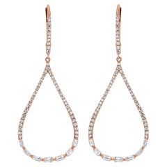 Pendientes de lágrima de diamantes naturales Luxle de 3/4 qt de oro rosa de 14 quilates