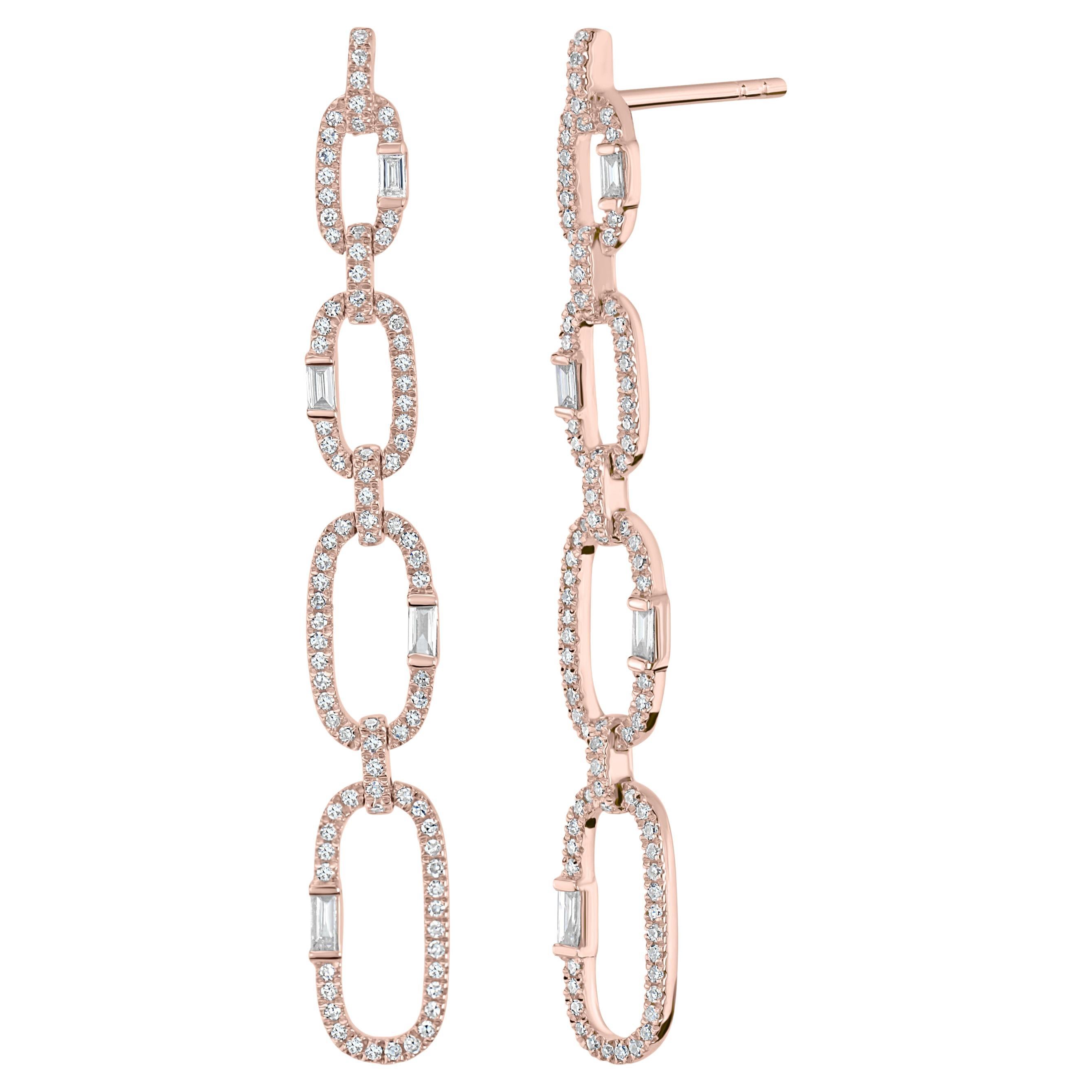 Luxle 0.69 Carat T.W Diamond Link Drop Earrings in 18 Karat Rose Gold