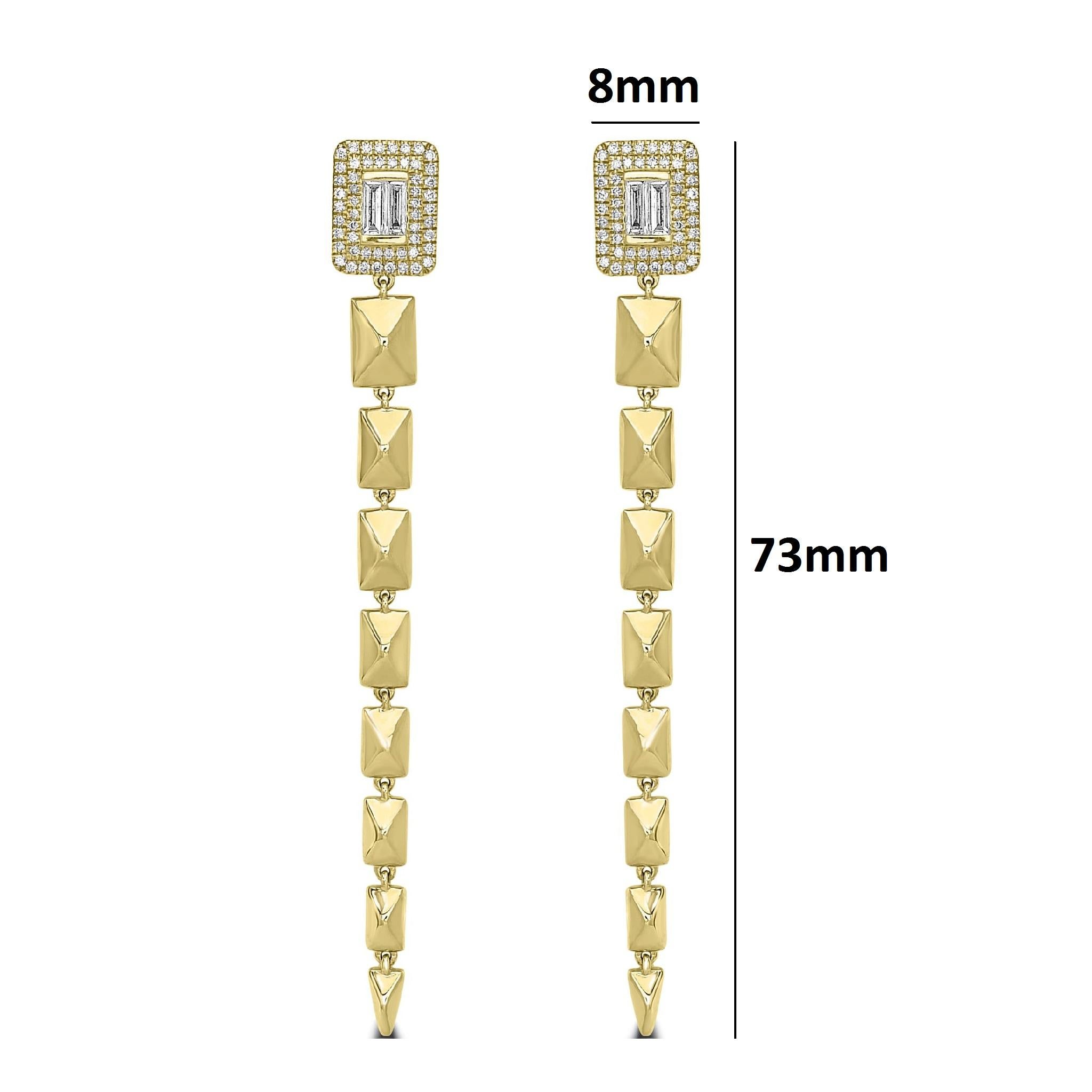 Contemporary Luxle .60 Ct. T.W Diamond Graduated Drop Earrings in 18k Yellow Gold For Sale