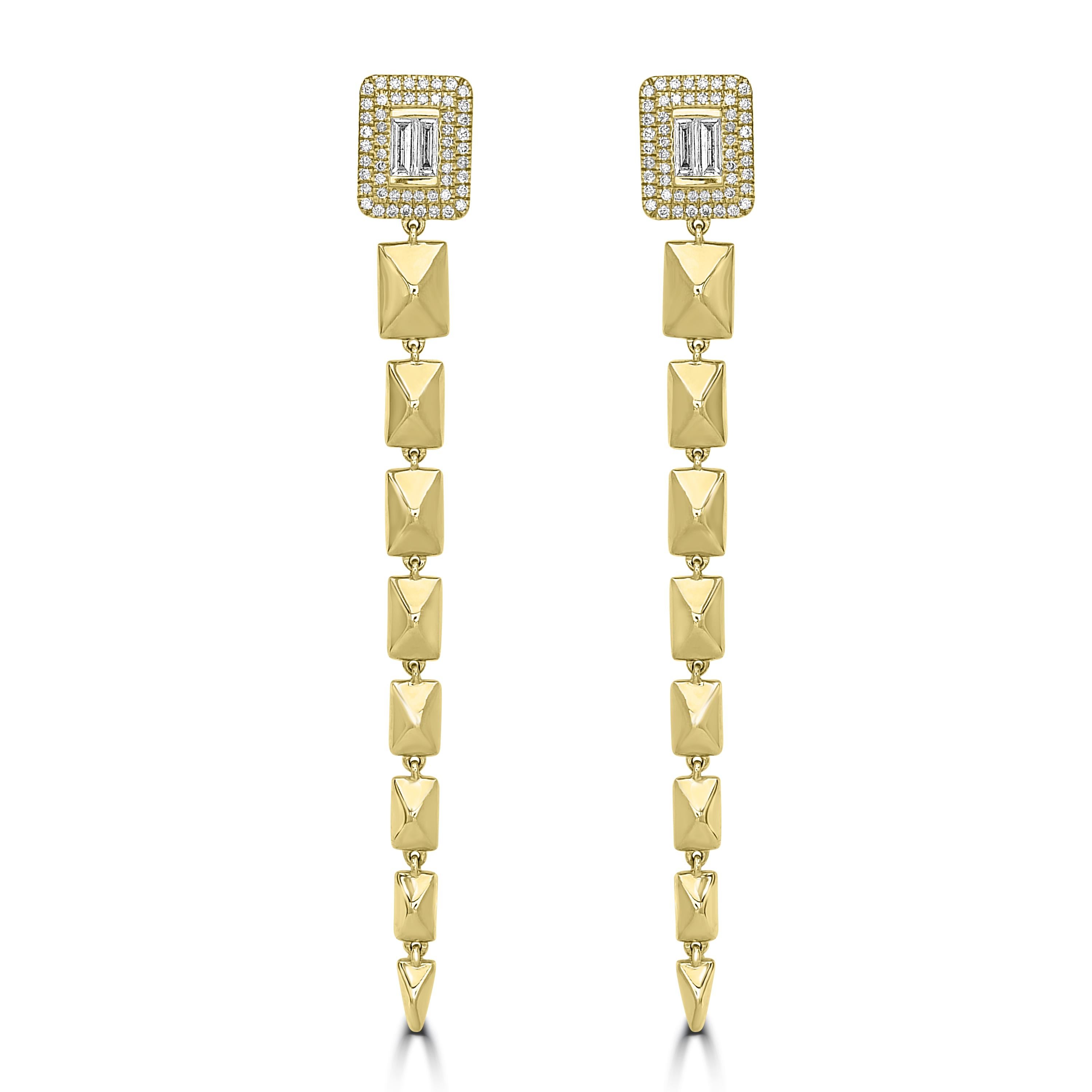 Luxle .60 Ct. T.W Diamond Graduated Drop Earrings in 18k Yellow Gold In New Condition For Sale In New York, NY