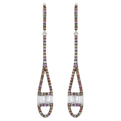 Luxle Pendientes Lágrima de Zafiro/Diamante Natural de 1,01 qt de oro de 18 quilates