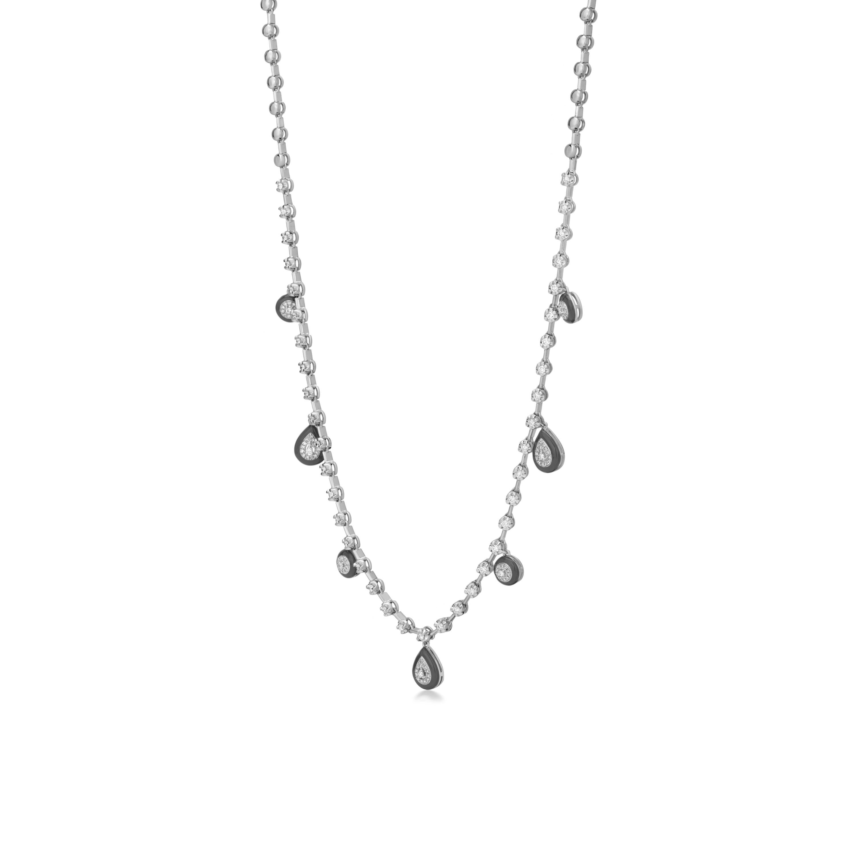 Luxle 0,77 Ct. T.W. Diamant-Charm-Halskette aus 18 Karat Weißgold (Zeitgenössisch) im Angebot