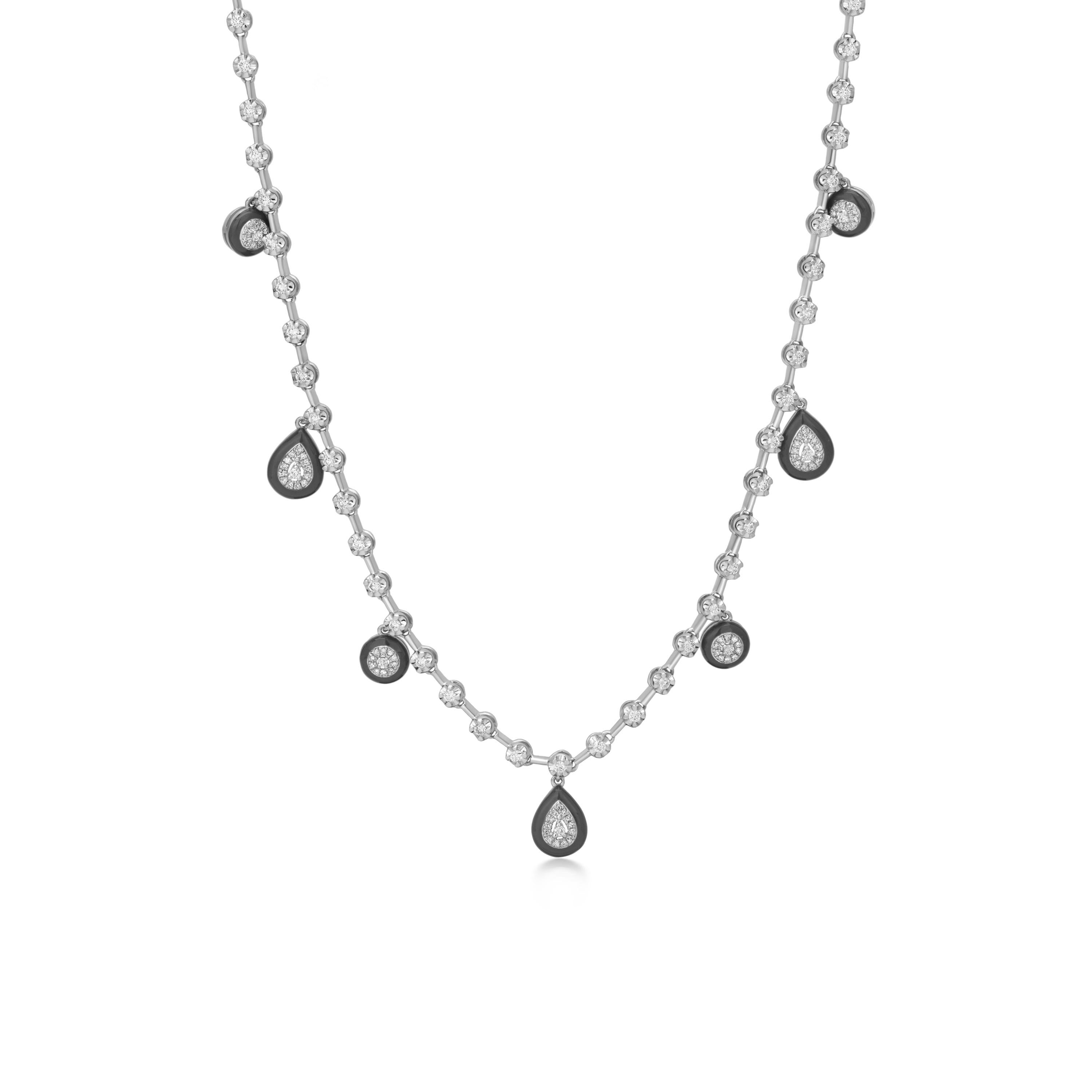 Round Cut Luxle 0.77 Carat T.W. Diamond Charm Necklace in 18k White Gold For Sale