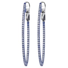 Luxle 0.77cttw. Round Diamond Hoop Earrings in 18k White Gold with Blue Rhodium