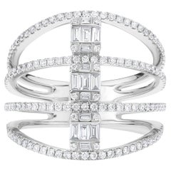 Luxle or blanc 18K 0.85cttw. Bague ajourée en diamant naturel taille 7