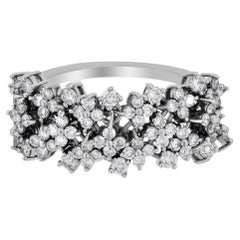 18K White Gold 0.90 Cttw Natural Diamond Cluster Ring Size 7