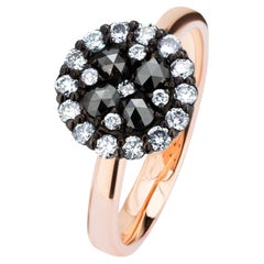 Luxle 0.90 Cttw Natural Black/White Diamond Ring in 14K Gold, Size 7