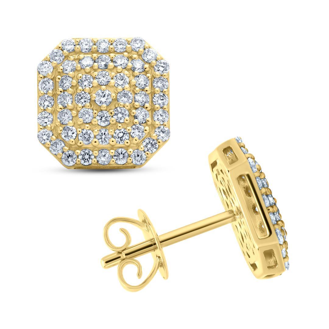 Rehaussez votre style avec ces exquises boucles d'oreilles en or jaune 18K à diamants. Fabriquées avec précision, ces boucles d'oreilles présentent un étonnant design octogonal qui ajoute une touche unique et sophistiquée à votre look. Chaque boucle