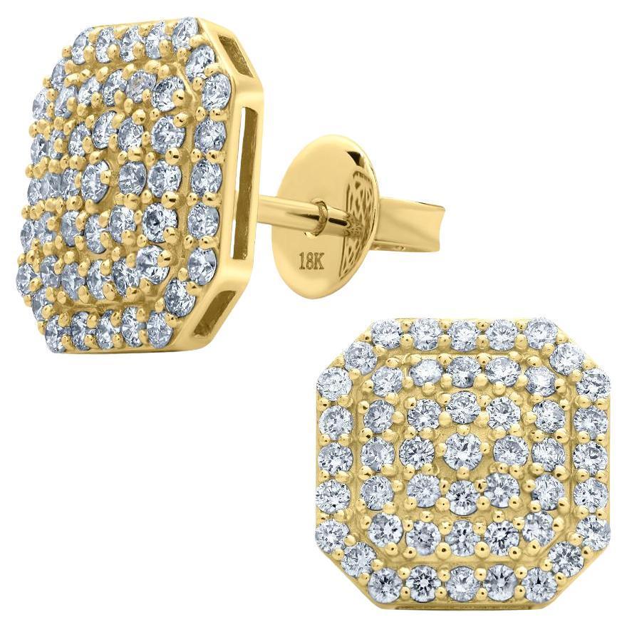 Contemporain Luxle Clous d'oreilles en or jaune 18 carats avec diamants naturels de 1,00 carat en vente