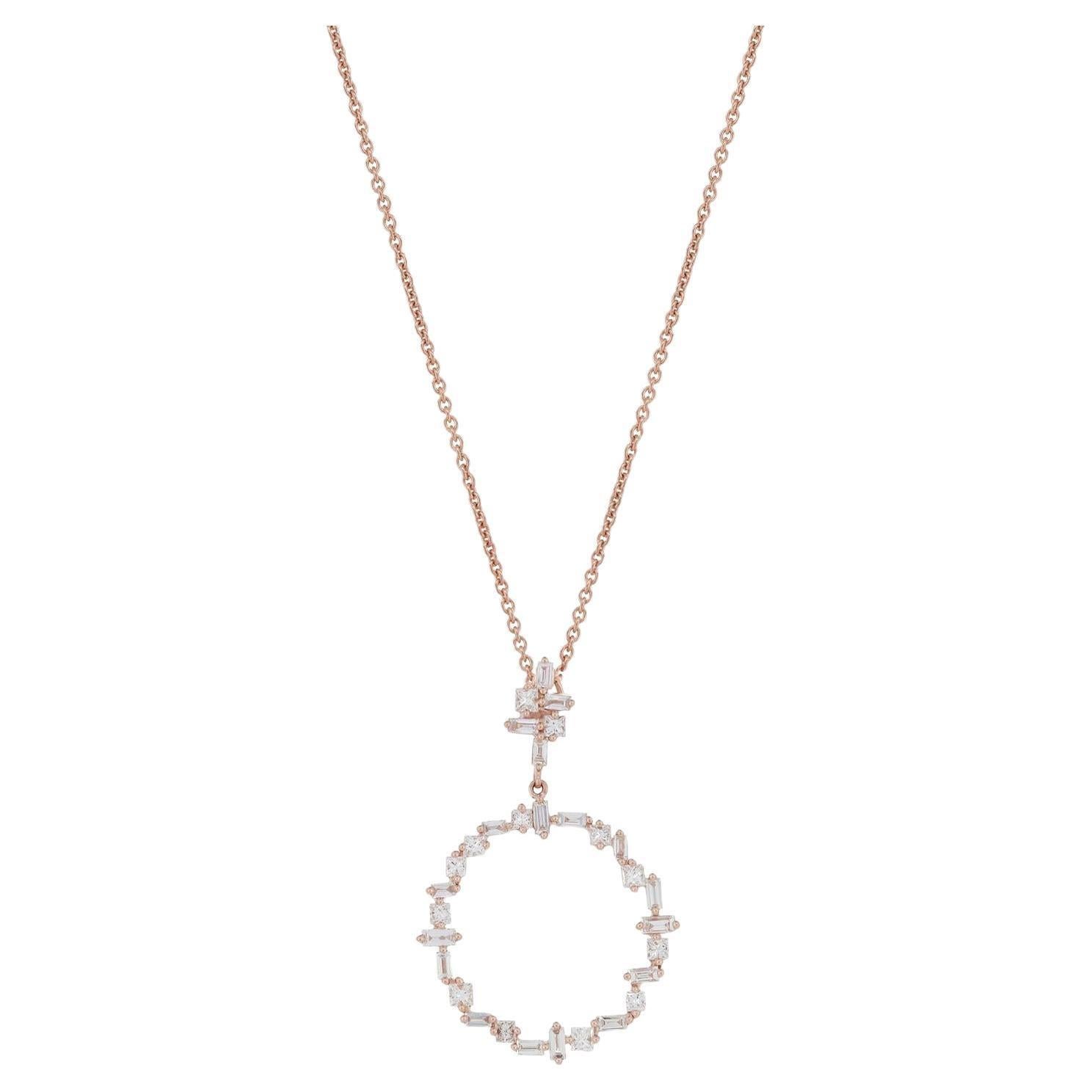 Contemporaneo Collana Luxle con diamanti naturali da 0,95 cttw in oro rosa 14 carati in vendita