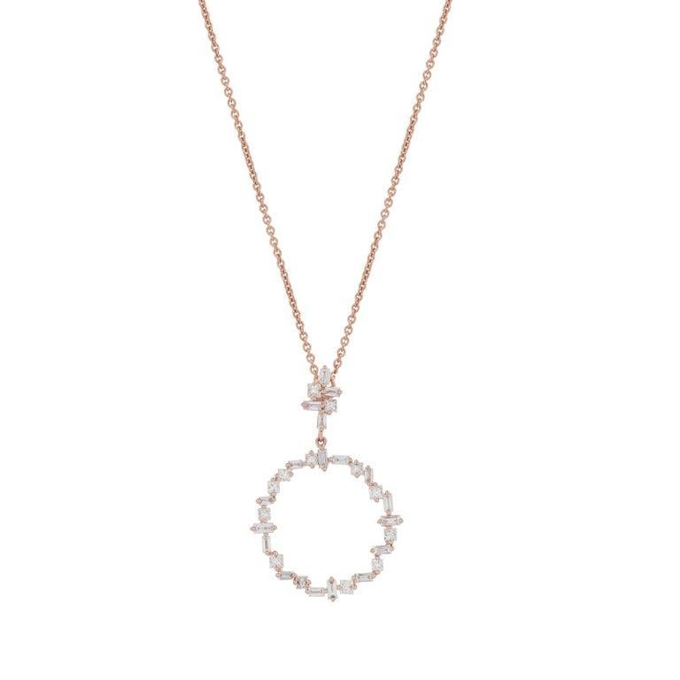 Quadrato Collana Luxle con diamanti naturali da 0,95 cttw in oro rosa 14 carati in vendita