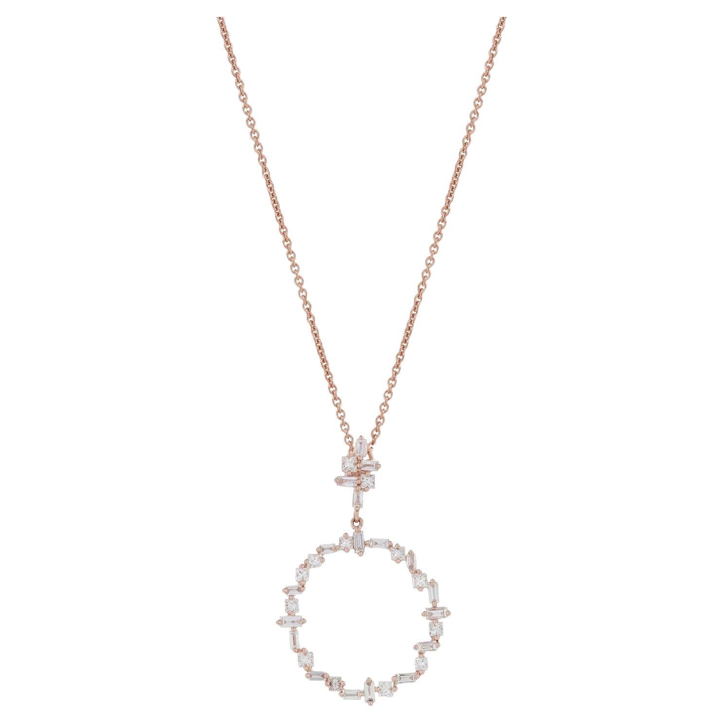 Luxle 0.95 Cttw Natural Diamond Necklace in 14K Rose Gold