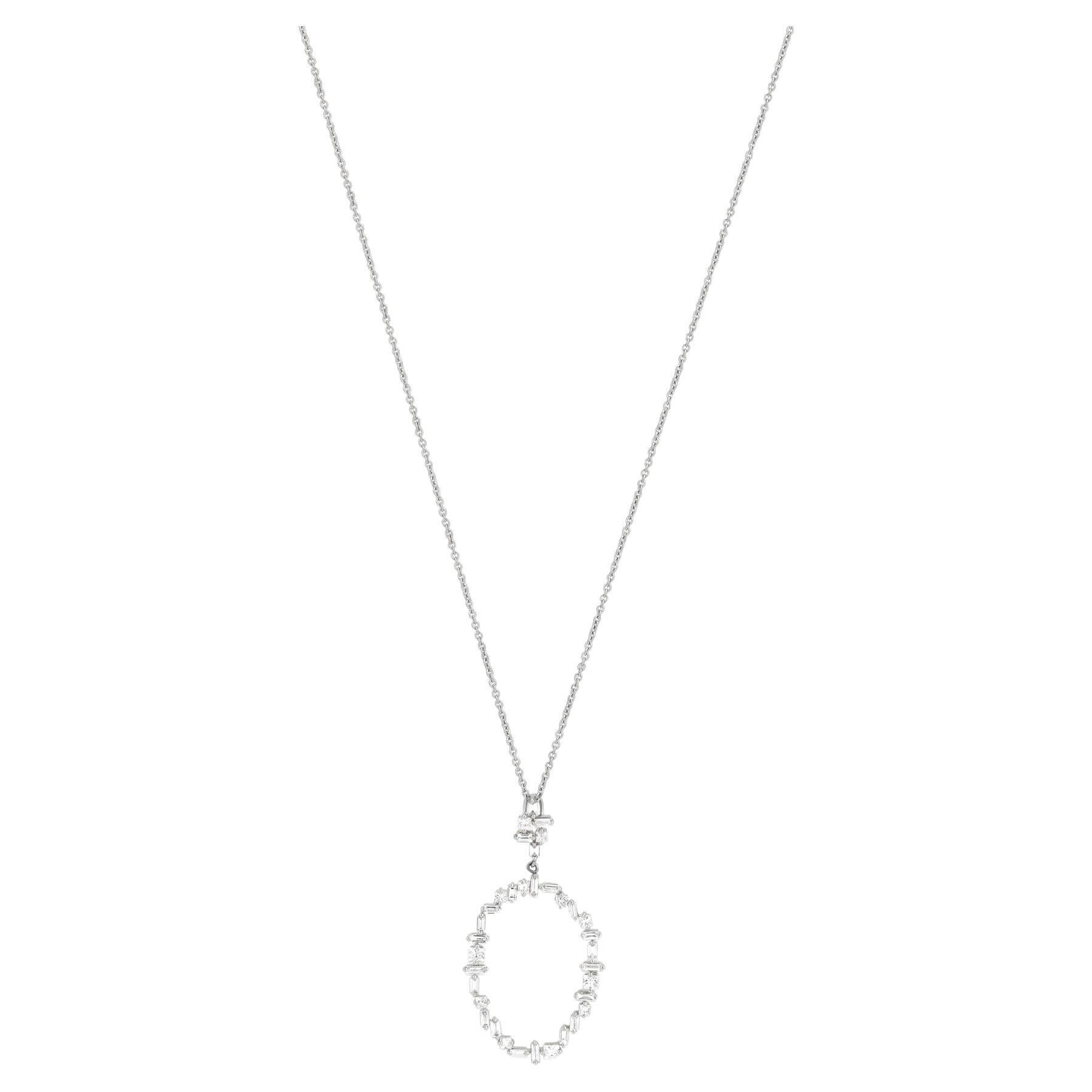 Luxle 0.95 cttw. Natural Diamond Pendant Necklace in 14K White Gold