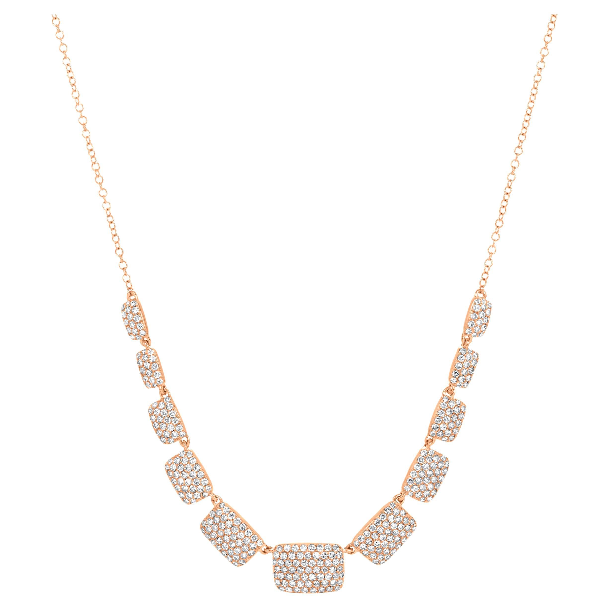 Luxle 0.97cts. Diamond Classic Statement Necklace in 14k Rose Gold  For Sale