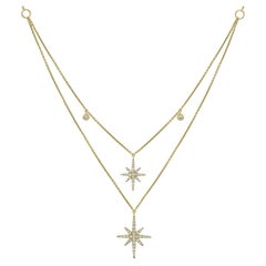 Luxle 1/3 Carat T.W. Collana a stella con doppio filo di diamanti in oro 14k