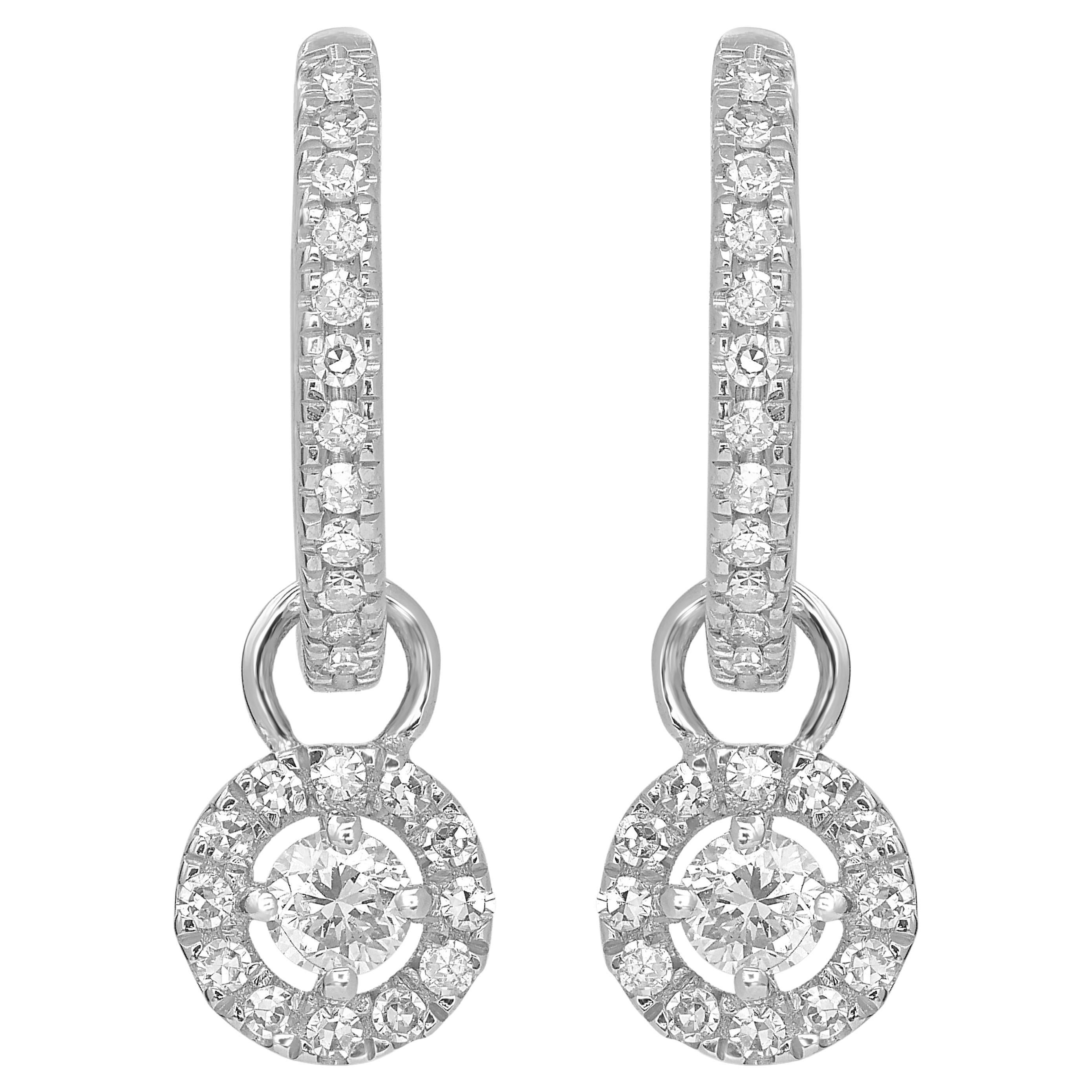 Nigaam 4.32cts. T.W Round Rose Cut Diamond Drop Earrings in 18k White ...