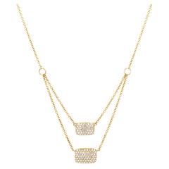 Luxle 1/3cttw. Double Strand Diamond Square Cluster Necklace in 14k Yellow Gold