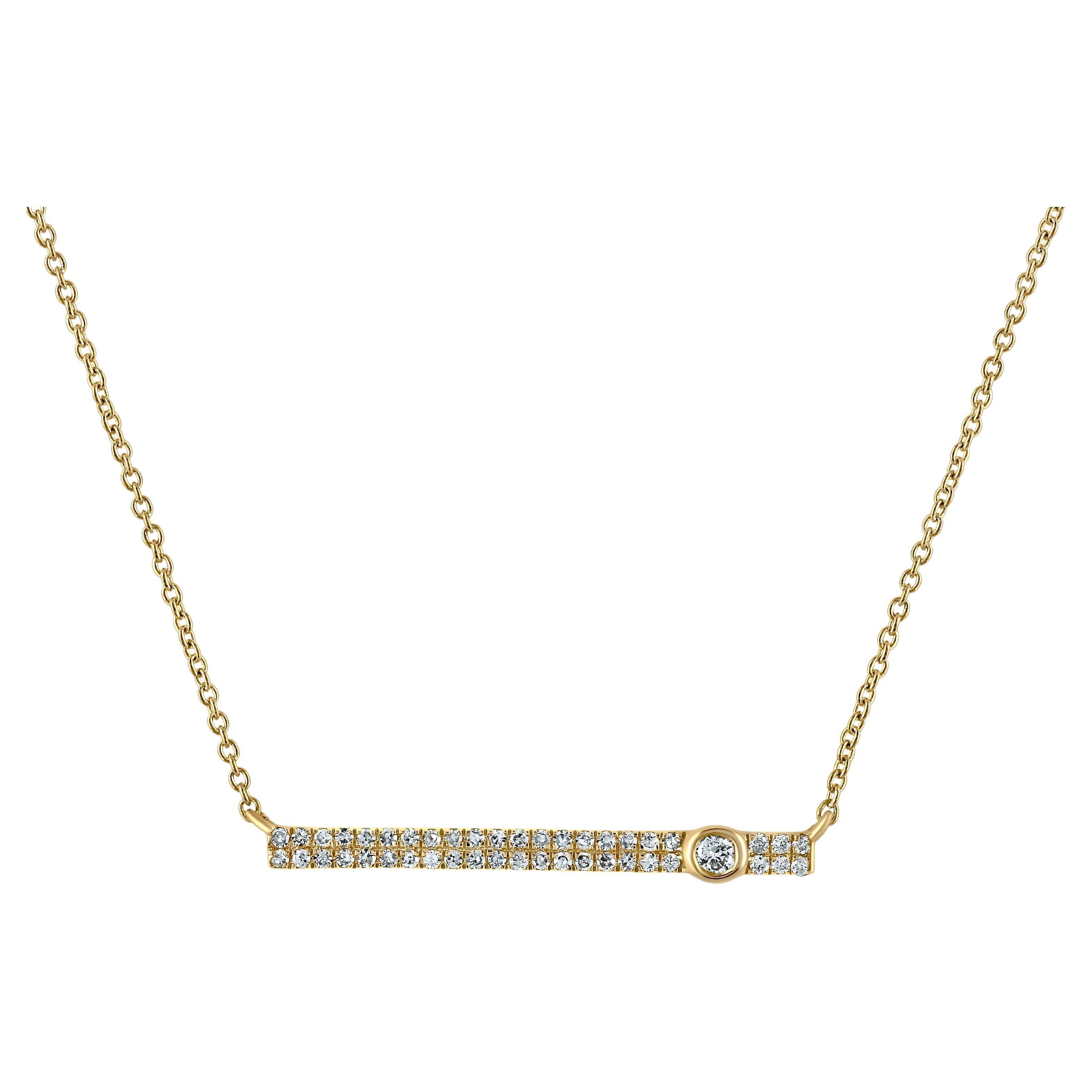 Luxle 1/5 Quilate T.W. Collar con Barra de Diamantes Redondos en Oro Amarillo de 14k