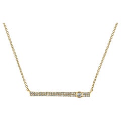 Luxle 1/5 Quilate T.W. Collar con Barra de Diamantes Redondos en Oro Amarillo de 14k