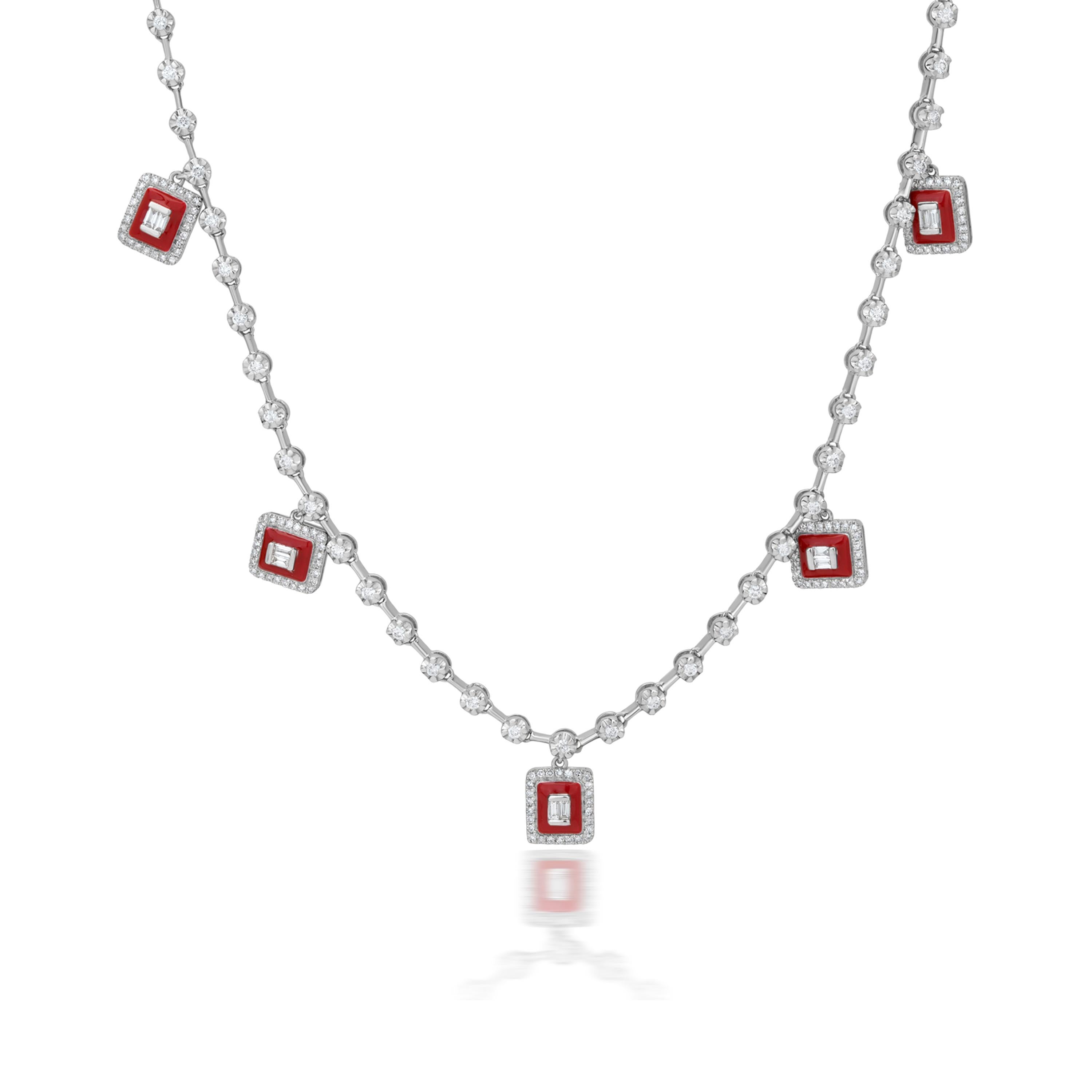 Contemporary Luxle 1ct T.W. Diamond Framed Charm Necklace in 18k White Gold For Sale