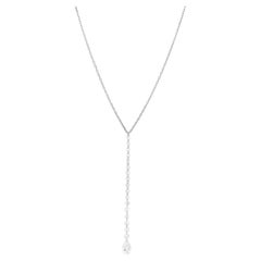 Luxle 1.0cttw. Drilled Diamond Lariat Necklace in 18k White Gold Platinum