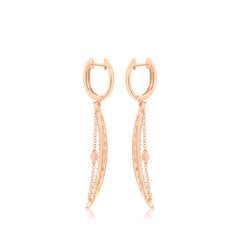 Luxle 1.25 Cttw Natural Diamond Crescent Moon Drop Earrings in 14k Rose Gold