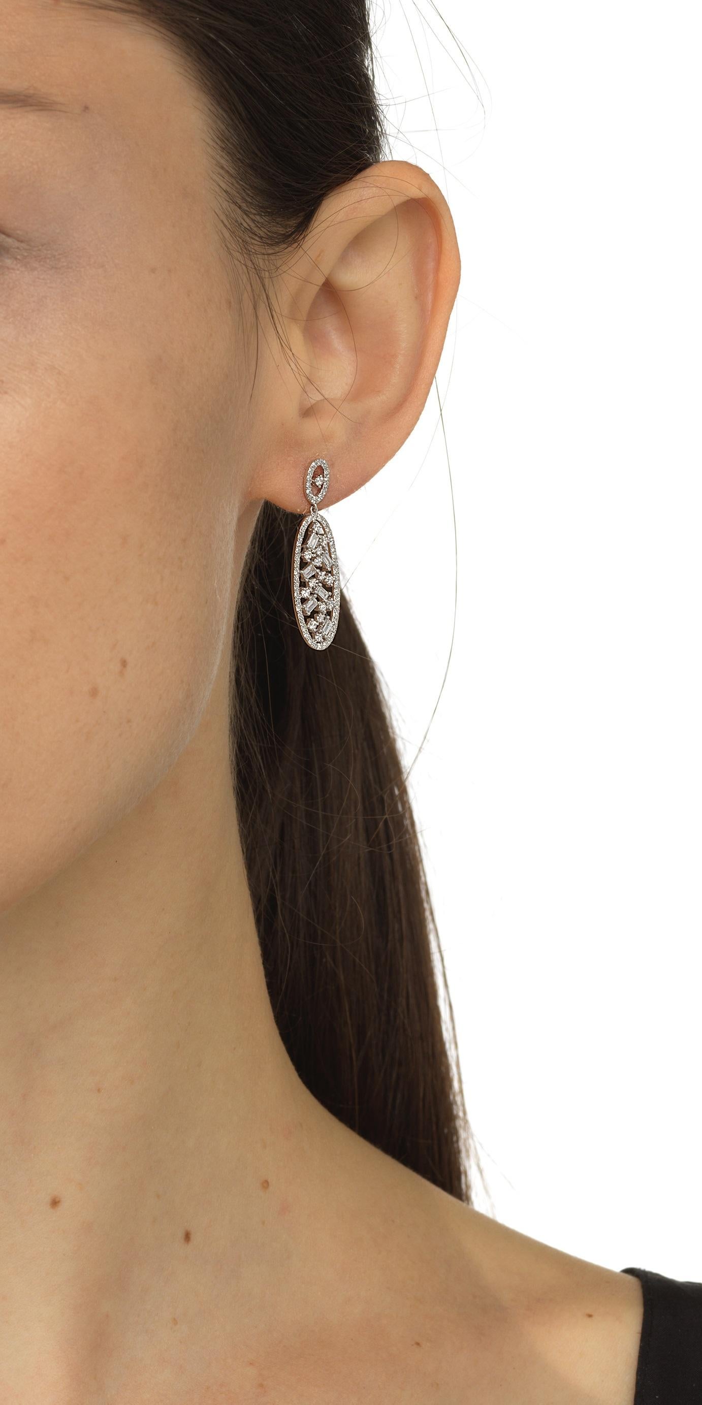 Luxle 1,13 Karat Diamant-Ohrring aus 14 Karat Weißgold (Zeitgenössisch) im Angebot
