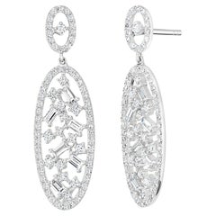 Luxle 1.13cts Dangle Diamond Earring in 14 Karat White Gold